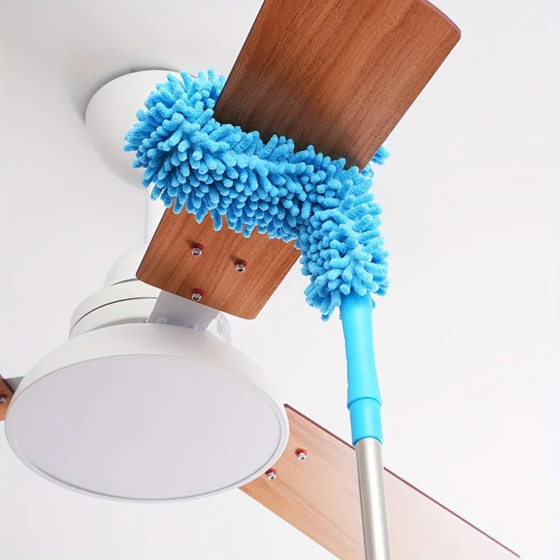 Fan Duster Flexible Micro Fiber Duster With Telescopic Stainless Steel Handle For Fan Cleaning Specially (random Color)