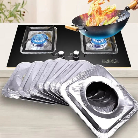 10pcs Stove Top Cover Aluminum Foil Stove Burner Reusable High Temperature Resistant Stove Protector For Clean